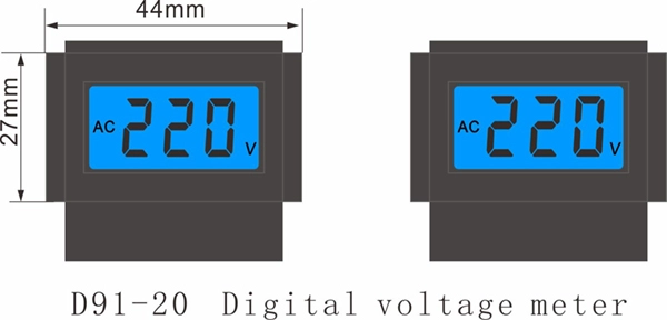 D91-20 AC Digital Voltmeter Panel Meter Overall dimensions